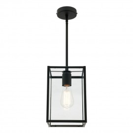 Mercator-Manchester Small & Large 1 Light Pendant-Matt Black with Clear Glass - Black